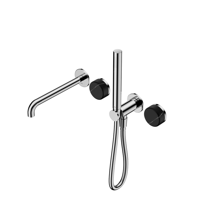 Nero Serenity Progressive Shower System With Spout With Marquina Black Handle And Slim Shower Chrome Tapware Nero Default Title