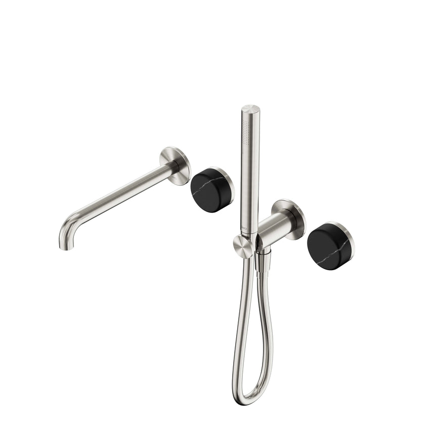 Nero Serenity Progressive Shower System With Spout With Marquina Black Handle And Slim Shower Brushed Nickel Tapware Nero Default Title