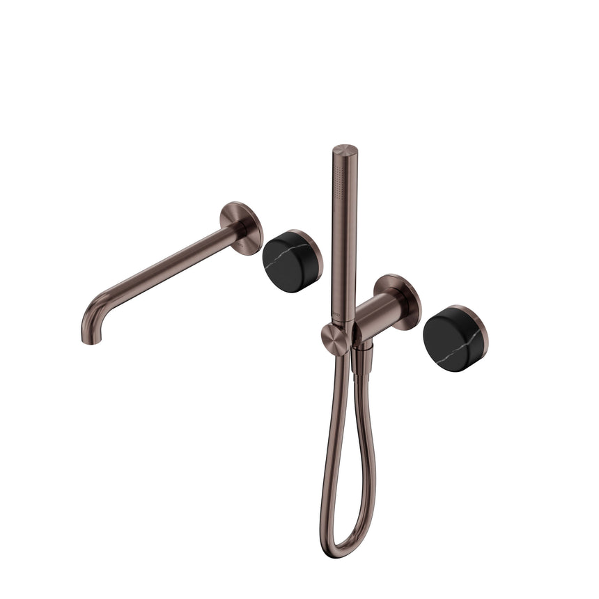 Nero Serenity Progressive Shower System With Spout With Marquina Black Handle And Slim Shower Brushed Bronze Tapware Nero Default Title