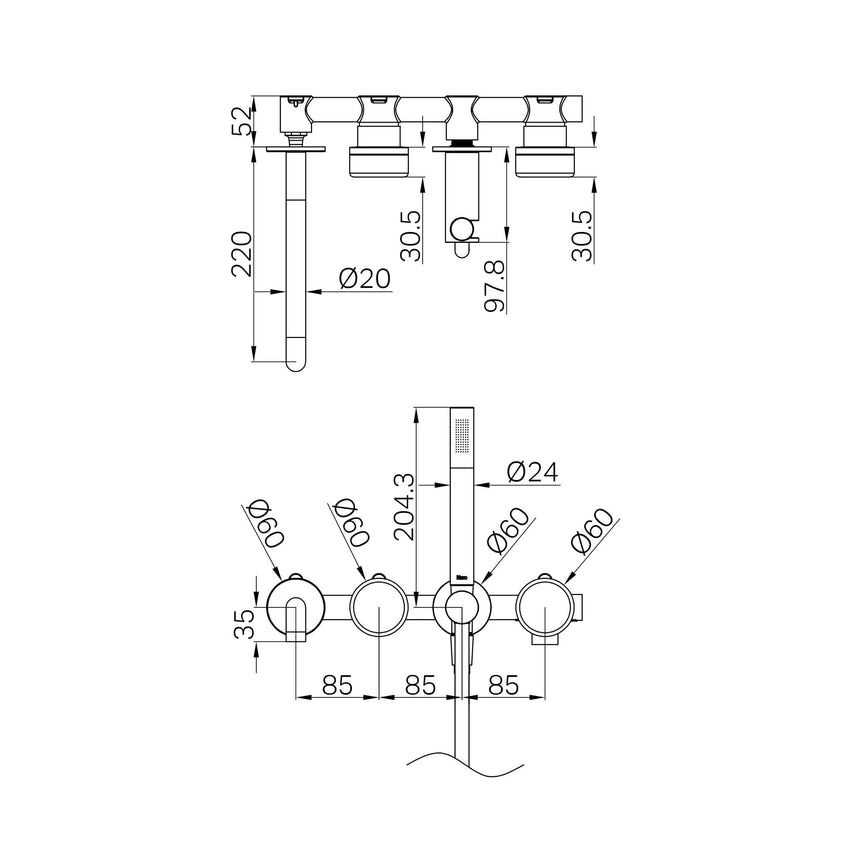 Nero Serenity Progressive Shower System With Spout With Marquina Black Handle And Slim Shower Brushed Gold Tapware Nero