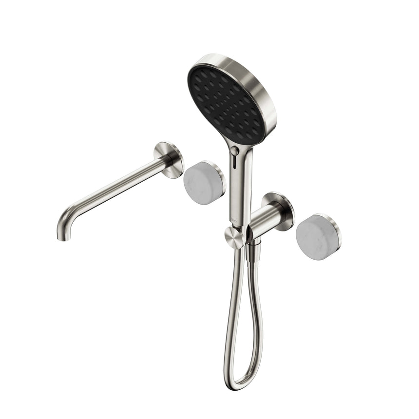 Nero Serenity Progressive Shower System With Spout With Carrara Handle And Nero Serenity Hand Shower Brushed Nickel Tapware Nero Default Title