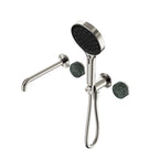 Nero Serenity Progressive Shower System With Spout With Verde Alpi Handle And Nero Serenity Hand Shower Brushed Nickel
