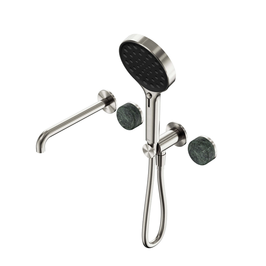 Nero Serenity Progressive Shower System With Spout With Verde Alpi Handle And Nero Serenity Hand Shower Brushed Nickel Tapware Nero Default Title