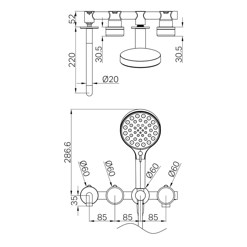 Nero Serenity Progressive Shower System With Spout With Arabescato Corchia Handle And Nero Serenity Hand Shower Chrome Tapware Nero