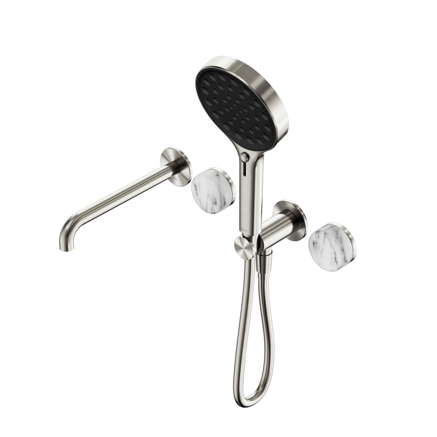 Nero Serenity Progressive Shower System With Spout With Arabescato Corchia Handle And Nero Serenity Hand Shower Brushed Nickel Tapware Nero Default Title