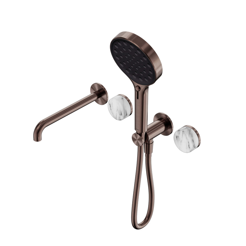Nero Serenity Progressive Shower System With Spout With Arabescato Corchia Handle And Nero Serenity Hand Shower Brushed Bronze Tapware Nero Default Title