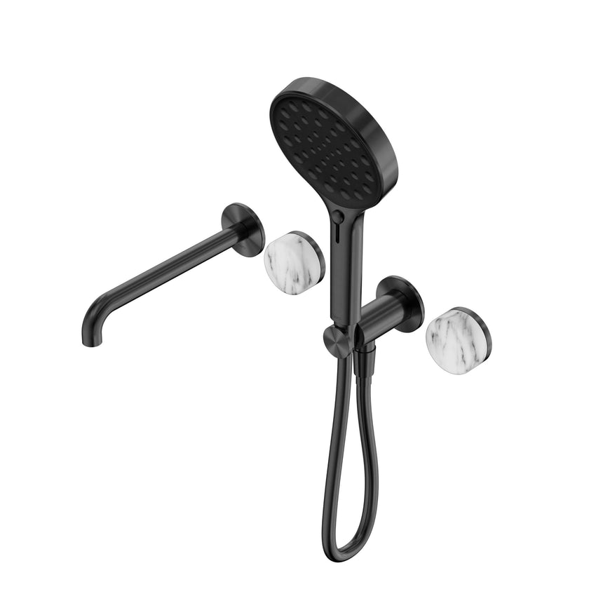 Nero Serenity Progressive Shower System With Spout With Arabescato Corchia Handle And Nero Serenity Hand Shower Gun Metal Tapware Nero Default Title