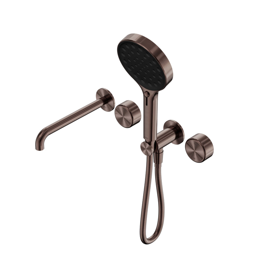 Nero Serenity Progressive Shower System With Spout With Metal Handle And Nero Serenity Hand Shower Brushed Bronze Tapware Nero Default Title