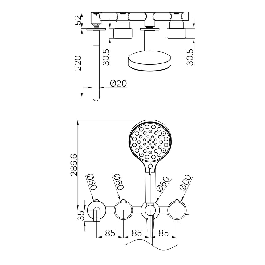 Nero Serenity Progressive Shower System With Spout With Metal Handle And Nero Serenity Hand Shower Brushed Bronze Tapware Nero