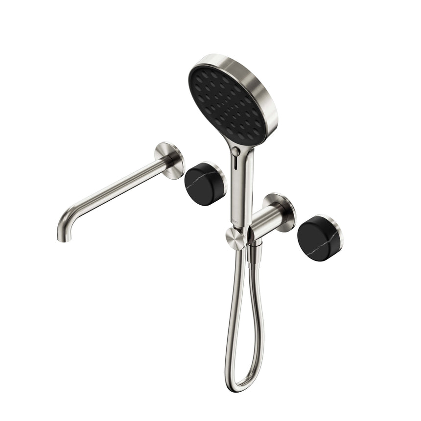 Nero Serenity Progressive Shower System With Spout With Marquina Black Handle And Nero Serenity Hand Shower Brushed Nickel Tapware Nero Default Title