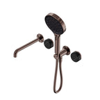 Nero Serenity Progressive Shower System With Spout With Marquina Black Handle And Nero Serenity Hand Shower Brushed Bronze
