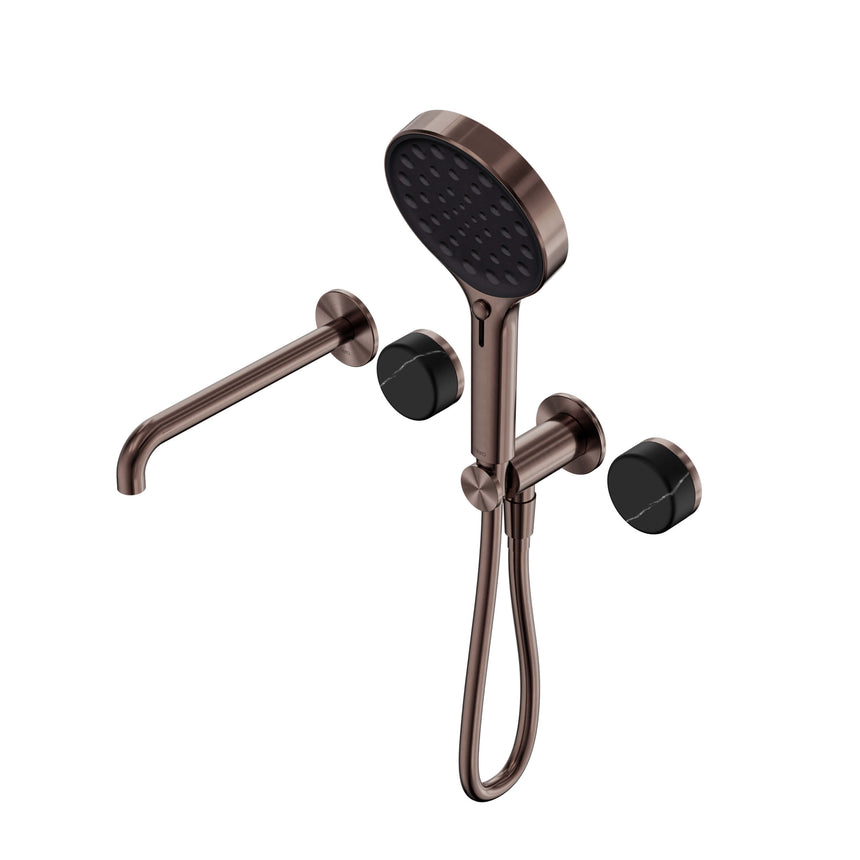 Nero Serenity Progressive Shower System With Spout With Marquina Black Handle And Nero Serenity Hand Shower Brushed Bronze Tapware Nero Default Title