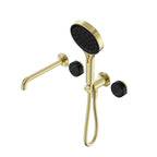 Nero Serenity Progressive Shower System With Spout With Marquina Black Handle And Nero Serenity Hand Shower Brushed Gold