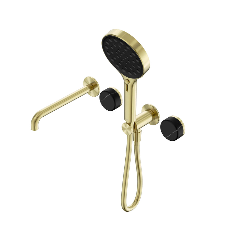 Nero Serenity Progressive Shower System With Spout With Marquina Black Handle And Nero Serenity Hand Shower Brushed Gold Tapware Nero Default Title