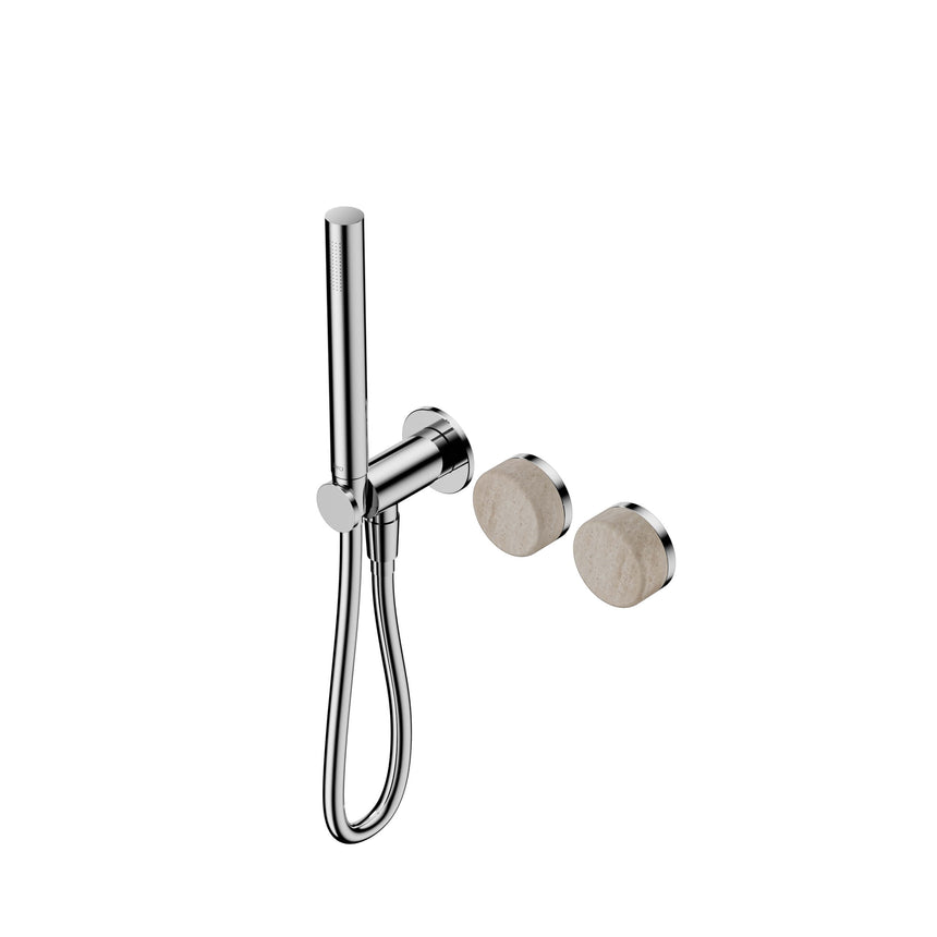 Nero Serenity Progressive Shower System With Rome Travertine Handle And Slim Shower Chrome Tapware Nero Default Title