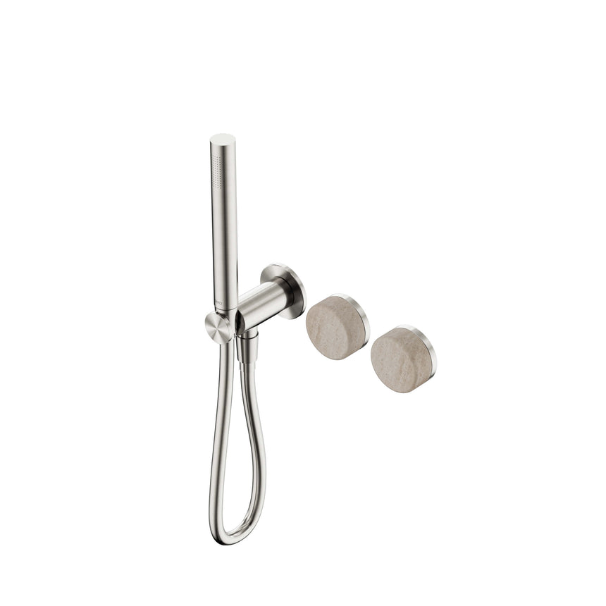 Nero Serenity Progressive Shower System With Rome Travertine Handle And Slim Shower Brushed Nickel Tapware Nero Default Title