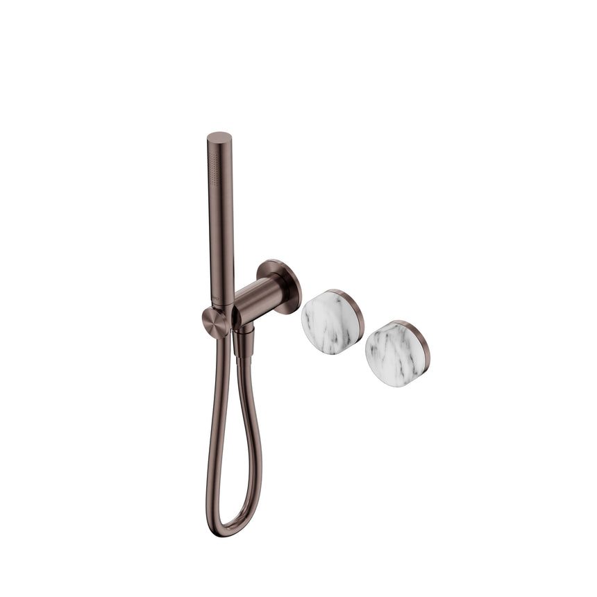 Nero Serenity Progressive Shower System With Arabescato Corchia Handle And Slim Shower Brushed Bronze Tapware Nero Default Title