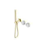 Nero Serenity Progressive Shower System With Arabescato Corchia Handle And Slim Shower Brushed Gold