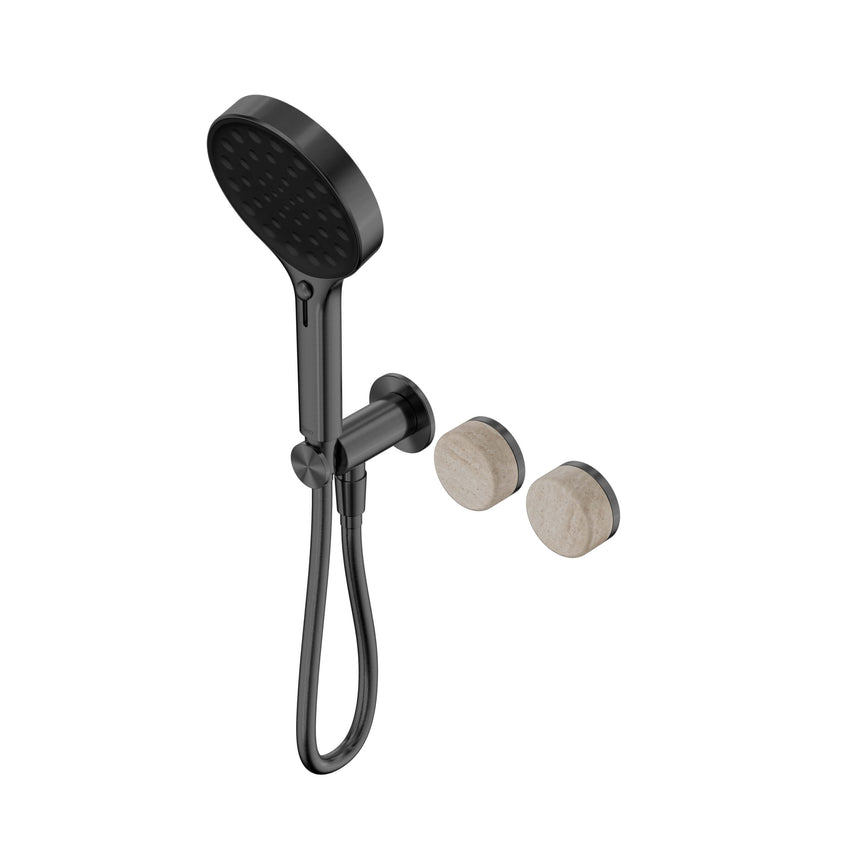 Nero Serenity Progressive Shower System With Rome Travertine Handle And Nero Serenity Hand Shower Gun Metal Tapware Nero Default Title