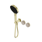 Nero Serenity Progressive Shower System With Rome Travertine Handle And Nero Serenity Hand Shower Brushed Gold