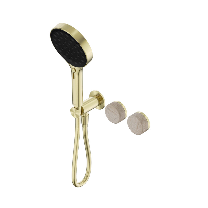 Nero Serenity Progressive Shower System With Rome Travertine Handle And Nero Serenity Hand Shower Brushed Gold Tapware Nero Default Title