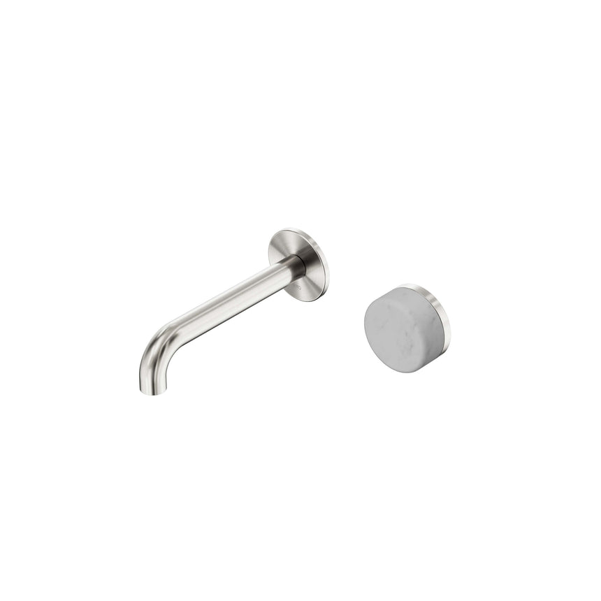 Nero Serenity Progressive Wall Basin Mixer 160mm Spout With Carrara Handle Brushed Nickel Tapware Nero Default Title