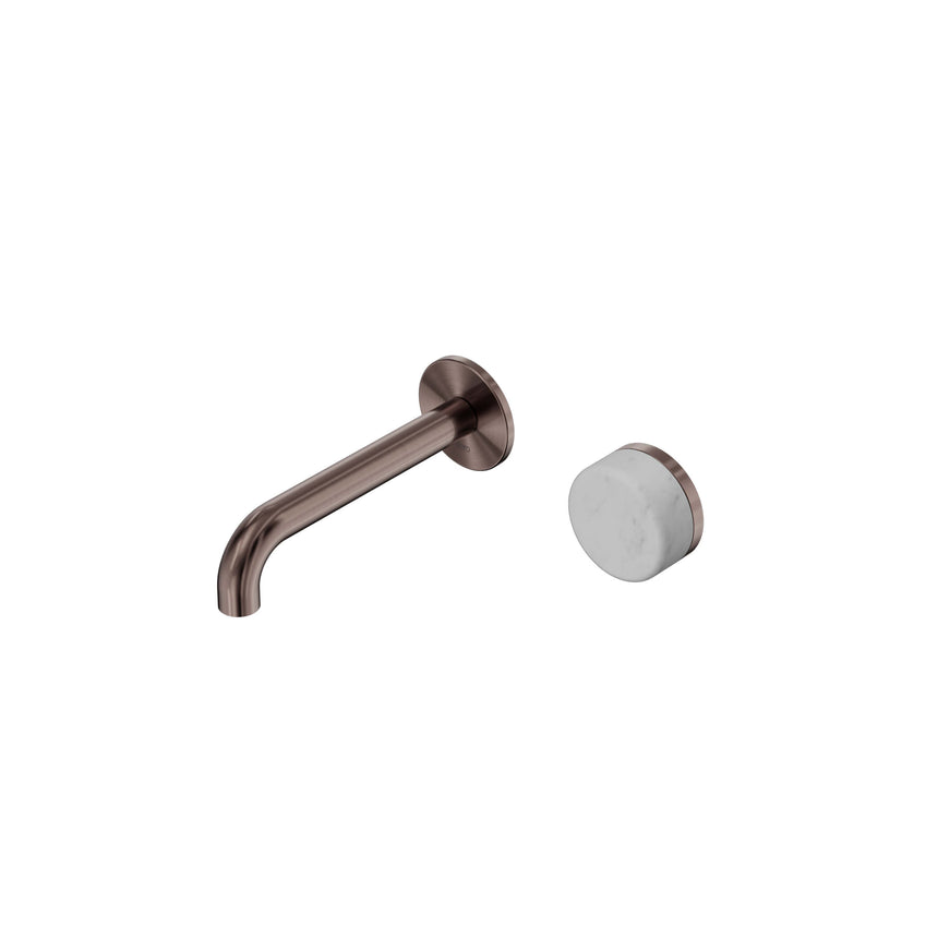 Nero Serenity Progressive Wall Basin Mixer 160mm Spout With Carrara Handle Brushed Bronze Tapware Nero Default Title