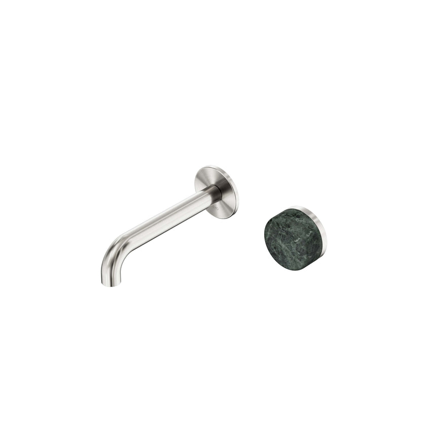 Nero Serenity Progressive Wall Basin Mixer 160mm Spout With Verde Alpi Handle Brushed Nickel Tapware Nero Default Title
