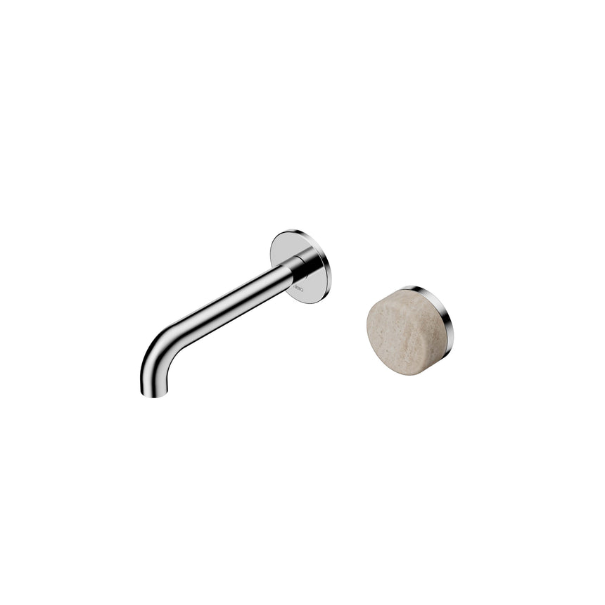 Nero Serenity Progressive Wall Basin Mixer 160mm Spout With Rome Travertine Handle Chrome Tapware Nero Default Title