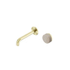 Nero Serenity Progressive Wall Basin Mixer 160mm Spout With Rome Travertine Handle Brushed Gold