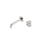 Nero Serenity Progressive Wall Basin Mixer 160mm Spout With Metal Handle Brushed Nickel