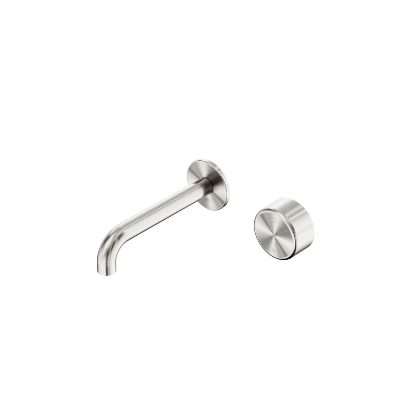 Nero Serenity Progressive Wall Basin Mixer 160mm Spout With Metal Handle Brushed Nickel Tapware Nero Default Title