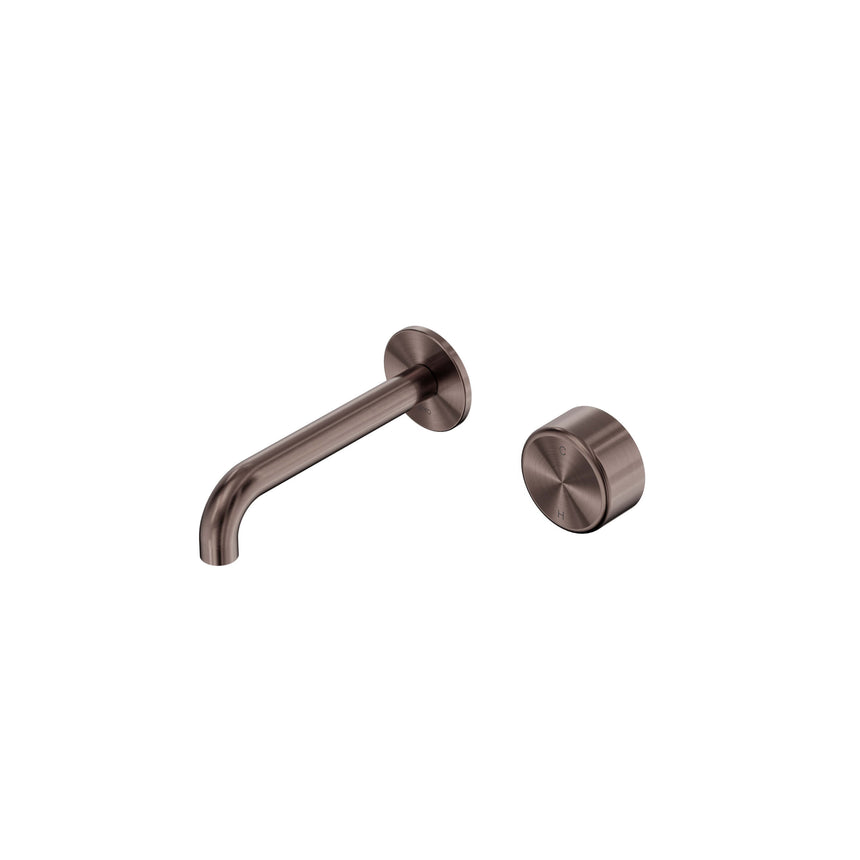 Nero Serenity Progressive Wall Basin Mixer 160mm Spout With Metal Handle Brushed Bronze Tapware Nero Default Title