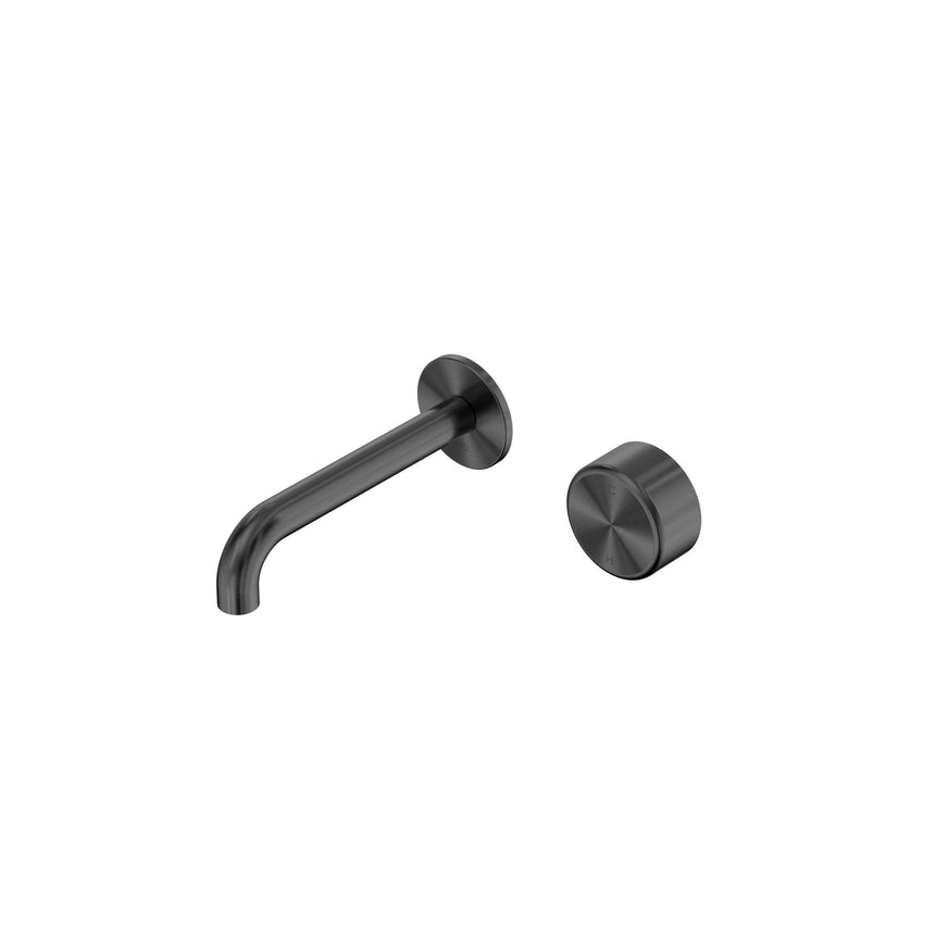 Nero Serenity Progressive Wall Basin Mixer 160mm Spout With Metal Handle Gun Metal Tapware Nero Default Title