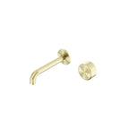 Nero Serenity Progressive Wall Basin Mixer 160mm Spout With Metal Handle Brushed Gold
