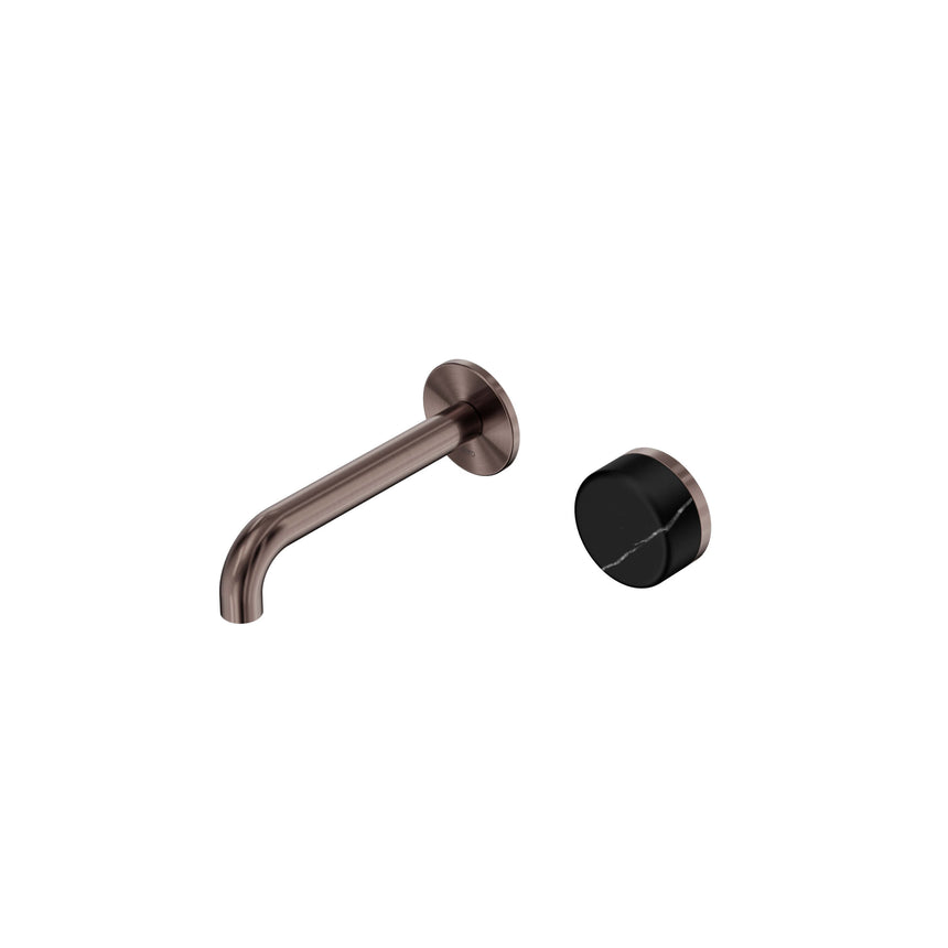 Nero Serenity Progressive Wall Basin Mixer 160mm Spout With Marquina Black Handle Brushed Bronze Tapware Nero Default Title