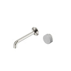 Nero Serenity Progressive Wall Basin Mixer 185mm Spout With Carrara Handle Brushed Nickel
