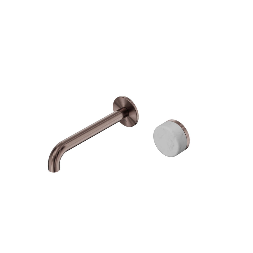 Nero Serenity Progressive Wall Basin Mixer 185mm Spout With Carrara Handle Brushed Bronze Tapware Nero Default Title