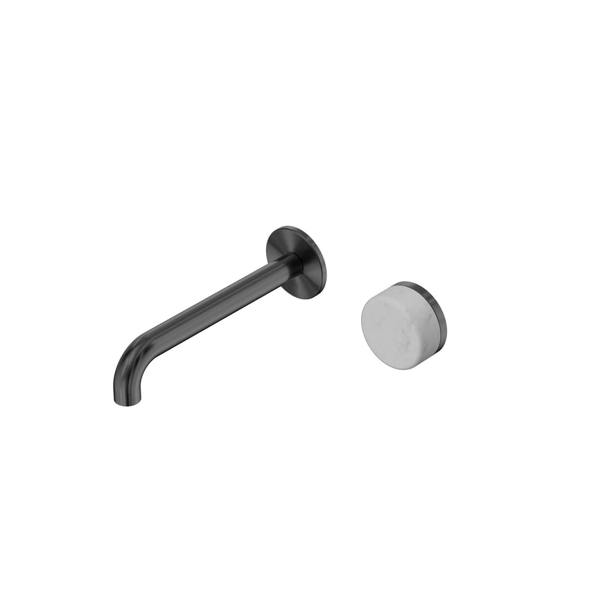 Nero Serenity Progressive Wall Basin Mixer 185mm Spout With Carrara Handle Gun Metal Tapware Nero Default Title