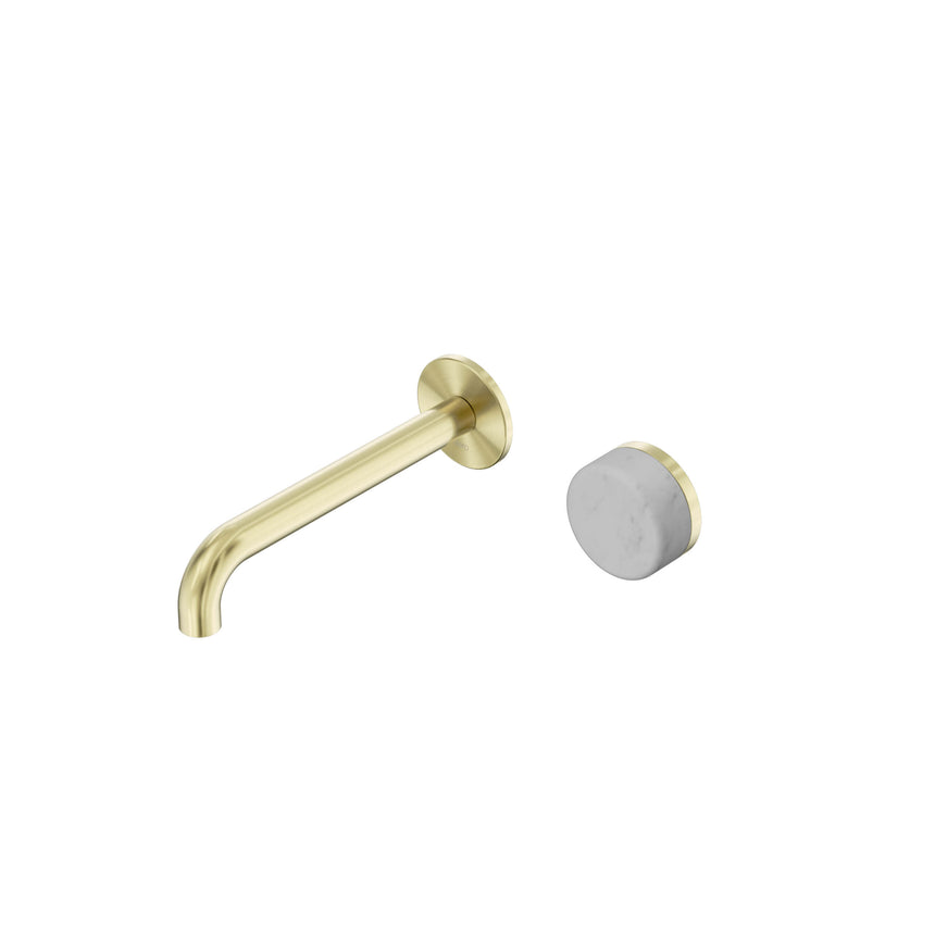 Nero Serenity Progressive Wall Basin Mixer 185mm Spout With Carrara Handle Brushed Gold Tapware Nero Default Title