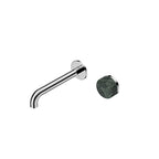 Nero Serenity Progressive Wall Basin Mixer 185mm Spout With Verde Alpi Handle Chrome