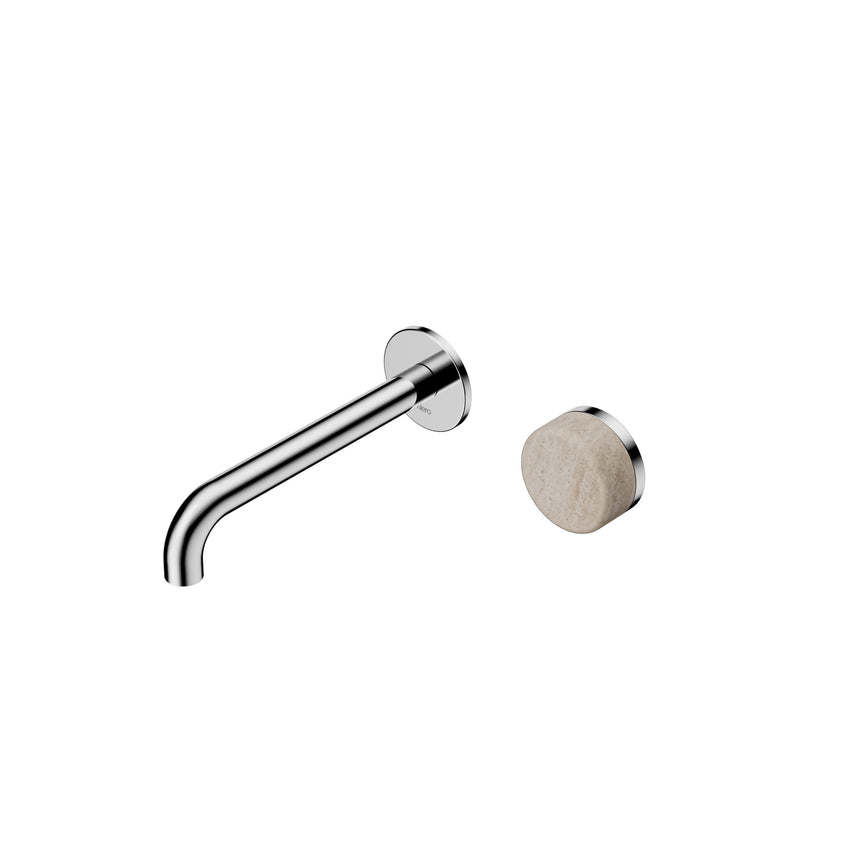 Nero Serenity Progressive Wall Basin Mixer 185mm Spout With Rome Travertine Handle Chrome Tapware Nero Default Title