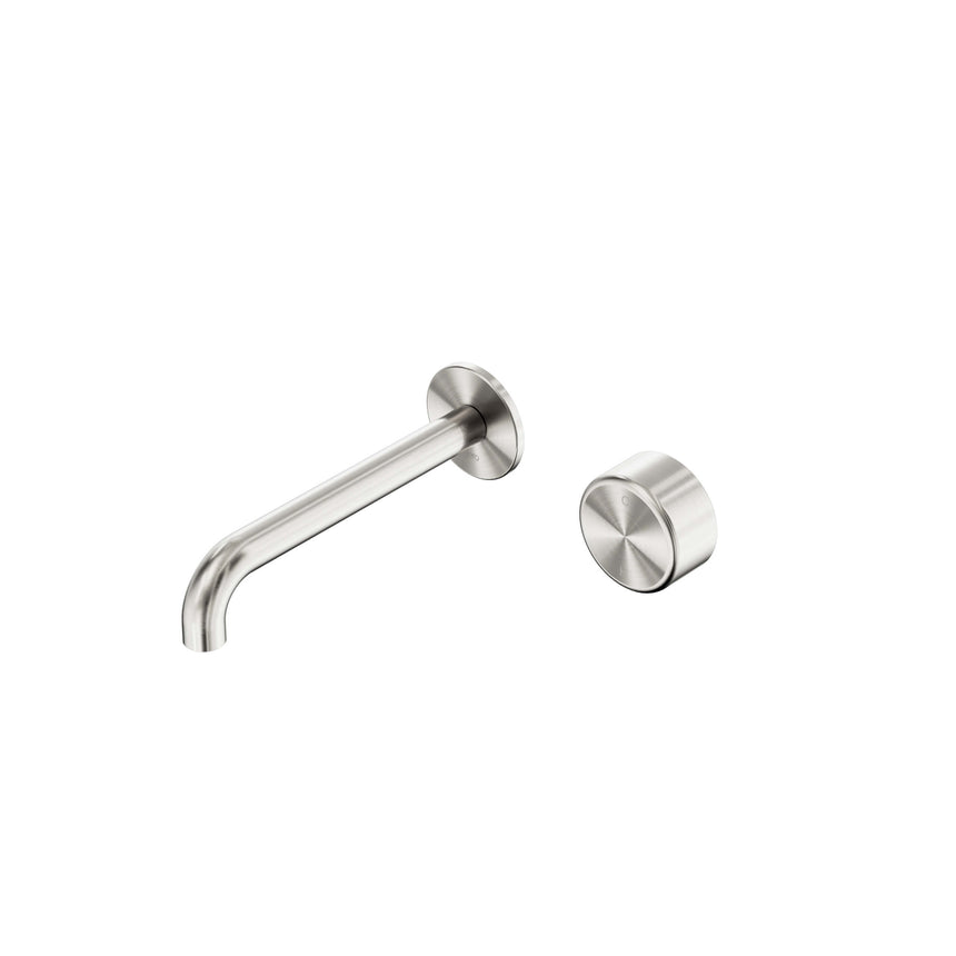 Nero Serenity Progressive Wall Basin Mixer 185mm Spout With Metal Handle Brushed Nickel Tapware Nero Default Title