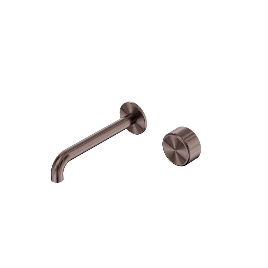 Nero Serenity Progressive Wall Basin Mixer 185mm Spout With Metal Handle Brushed Bronze Tapware Nero Default Title