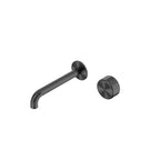 Nero Serenity Progressive Wall Basin Mixer 185mm Spout With Metal Handle Gun Metal
