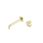 Nero Serenity Progressive Wall Basin Mixer 185mm Spout With Metal Handle Brushed Gold