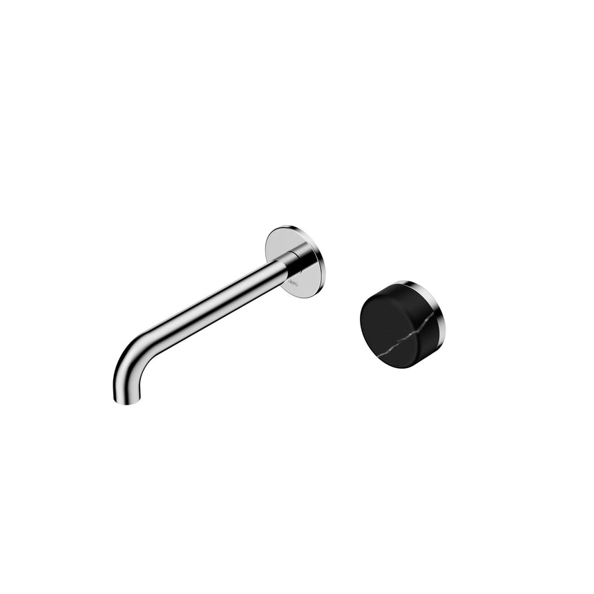 Nero Serenity Progressive Wall Basin Mixer 185mm Spout With Marquina Black Handle Chrome Tapware Nero Default Title