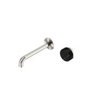 Nero Serenity Progressive Wall Basin Mixer 185mm Spout With Marquina Black Handle Brushed Nickel