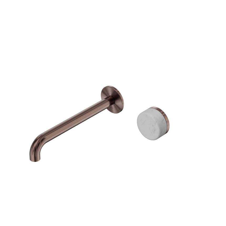 Nero Serenity Progressive Wall Basin Mixer 220mm Spout With Carrara Handle Brushed Bronze Tapware Nero Default Title