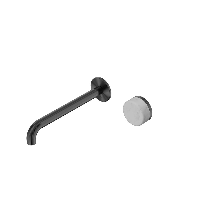 Nero Serenity Progressive Wall Basin Mixer 220mm Spout With Carrara Handle Gun Metal Tapware Nero Default Title